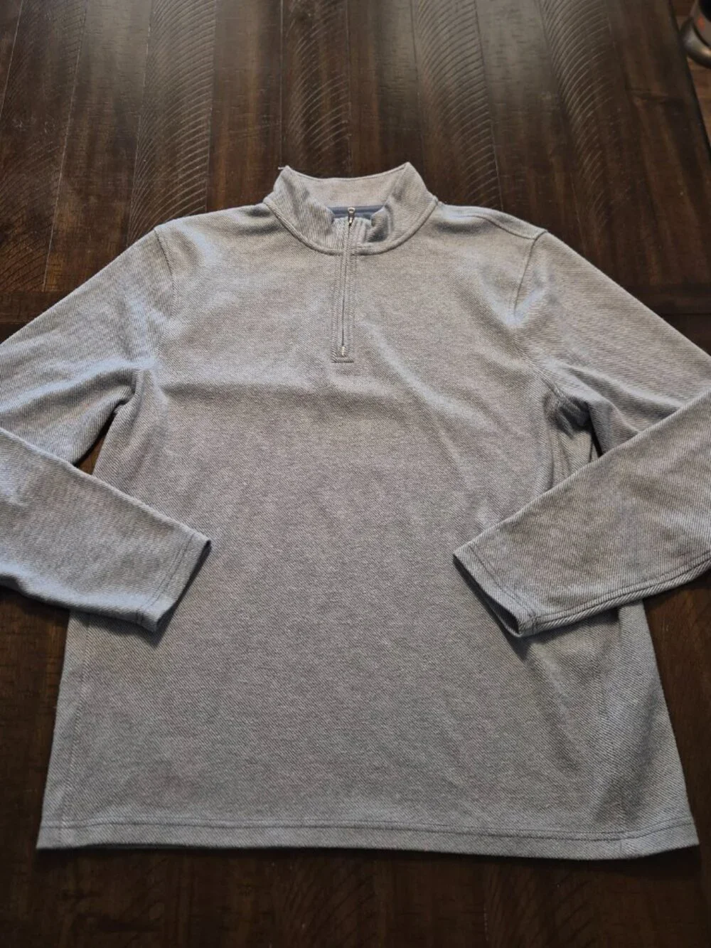 J Crew Pullover Mens Authentic Fleece Quarter Zip Blue Sweatshirt Large G333